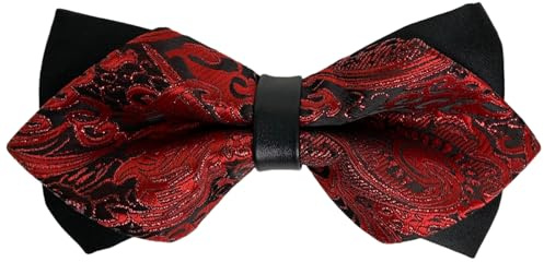 HISUNBEN Nœud papillon avec crochet, Nœud Papillon pour Homme Réglable en gabardine de smoking solide, Couleur unie Noeud papillon pour Noeud papillon pour enfants et hommes pour Mariage-Rouge-08