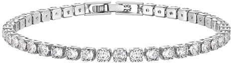 Just Being Cute tennisarmband för kvinnor |Klassiskt tennisarmband med 3 mm rund kubisk zirkonia |Födelsedag årsdag bröllop alla hjärtans dag present till hennes fru flickvän mamma – storlek 6,5–7,5