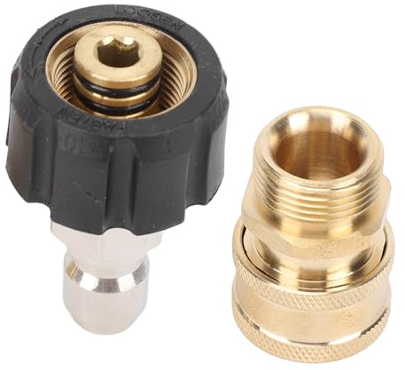 Generic Mässing Högtryckstvätt Snabbkopplingsadaptersats - M22 Till /4 Tum han- och Honkopplingar för Säkra Slangfästen (14 mm)
