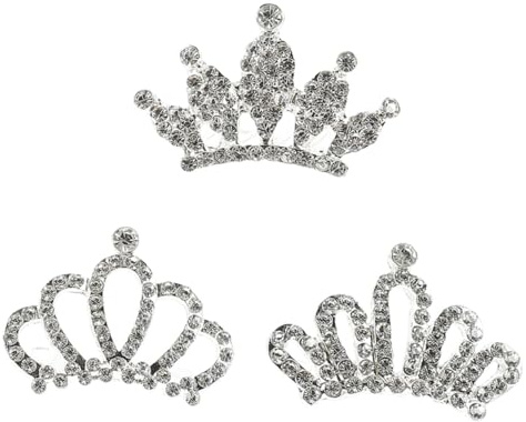 LALADEFIEE Lot de 3 Peignes Diadèmes pour Filles Petites, Strass Décoratifs, Accessoire Cheveux Garçon et Filles, Fête, Anniversaire et Déguisement Style Aléatoire