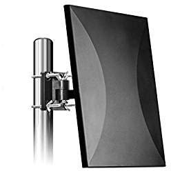 Antenne TNT Extérieure Antenne TV extérieure/intérieure 160 KM Réception, Câble coaxial de 10m, Revêtement Anti-UV, Etanche et au Design Compact