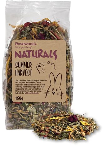 Rosewood Naturals Summer Harvest Salad, Small Animal Treat for Rabbits, Guinea Pigs, Chinchillas, Degus, Hamsters, Gerbils, Mice and Rats, 150g