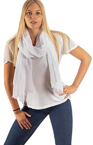 DOLCE ABBRACCIO by RiemTEX Damen Schal FUNKY STYLE Halstuch Bandana Geschenke für Frauen Stola XXL Tuch Kopftuch Tücher Motorrad Halstuch Multifunktionstuch Pashmina Schal (Weiss)