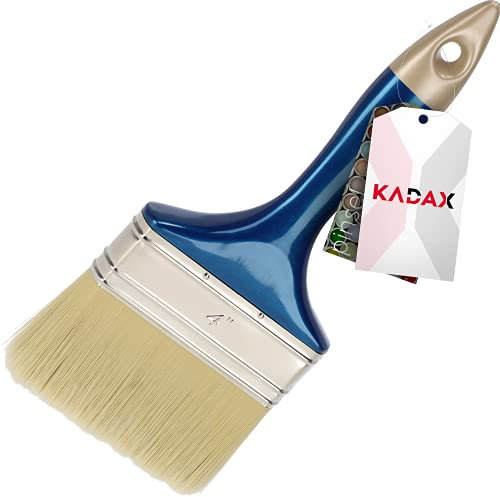 KADAX Pincel simple de plástico, pincel plano con mango cómodo, pincel para pintor, pincel de pintura, pincel de cerdas, pincel de pintura con cerdas sintéticas (4) azul