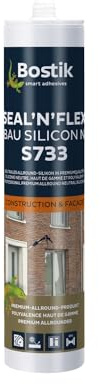 BOSTIK S733 Seal´n´Flex Bau Silikon Grau – Neutraler Universalsilikon, Schimmelresistent, Dauerelastisch, Anstrichverträglich, Für Innen- und Außenbereich, 300ml