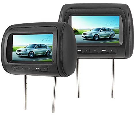 2pcs 7 in Wireless Control Adjustable Headrest LCD Video Player MP5 Display Black Car DVD Player Headrest Monitor