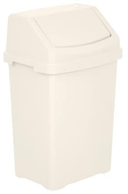 Celino® Poubelle en plastique avec couvercle basculant 50 l Crème