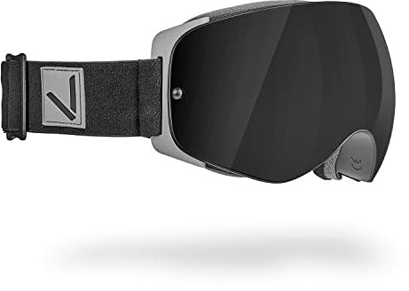 Black Crevice Skibrille mit Doppelscheibe und wasserabweisendem Band, schwarz/silber…