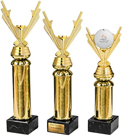 eberin – Golfsport Pokal Marmor 3 Größen – Trophäe mit Gravur – Award für Golfturniere – Exklusiver Golfballträger – Individuell anpassbar – Auszeichnung für Sieger