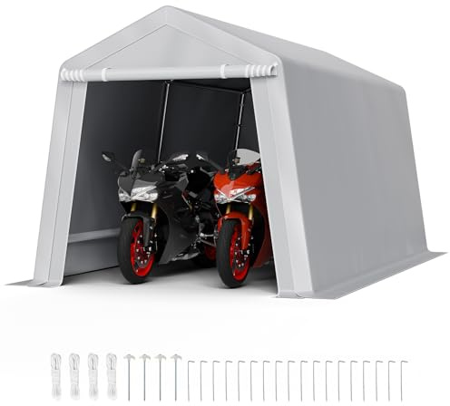 VEVOR Portable Outdoor Storage Shelter Shed, 8 x 14 x 7.6 ft Heavy Duty Instant Storage Tent Garage Sheds with Roll-up Zipper Door for Motorcycle, Bike, Garden Tools
