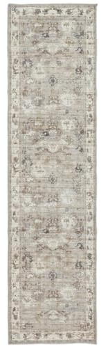 RugVista Olina Oriental Matta, 80 x 300 cm, Beige | Vintage, Rektangulär, Kort lugg, Maskintvätt, Oeko-Tex 100, Vardagsrum, Sovrum, Hall