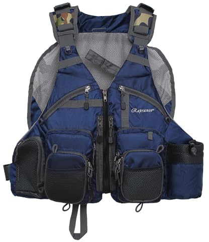 Raprance Sac à dos gilet de pêche à la mouche, réglable, léger et à séchage rapide, avec 17 poches pour truite, bar, sel