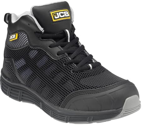 JCB - Men's Hydradig Mid Cut Safety Boot - Protective Work Boots - S1P SRC Rated, Steel Toe & Midsole, Slip Resistant - Black - Size 8