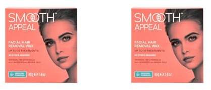 Smooth Appeal Facial Hair Remover Wax - Original Stove-top Heating Wax Formula for Professional Hair Remover, Simply Peel Off, Enriched with Lavender Oil & Argan Oil for Face Care, 40g (Pack of 2)