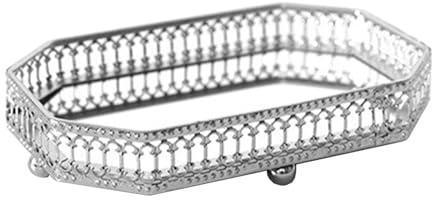 Smycken Smycken Dekor Spegel Bricka Guld/Silver Parfym Bricka Organizer Badrum Glas Dekorativ Förvaringsbricka för Kosmetiska Smycken Smink Förvaring Bordsskiva(Silver liten rektangel)