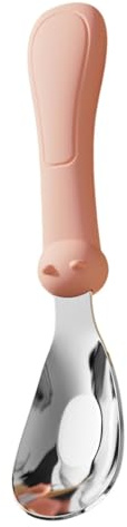 Cuillères pour bébé en métal,Cuillères pour bébé en acier inoxydable | Cuillère d'alimentation pour bébé avec poignée en silicone,Ustensiles alimentaires, fournitures de sevrage dirigées, apprendre à