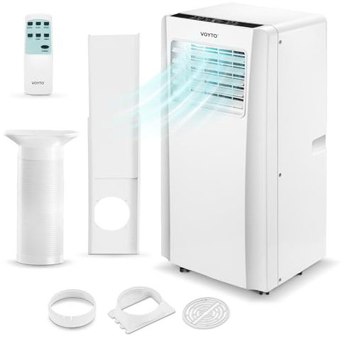 9000 BTU Compact Air Conditioning Unit | 3-In-1 Portable Air Conditioner, Dehumidifier, Cooling Fan with Remote Control | Digital Display, 24 Hour Timer & Window Venting Kit