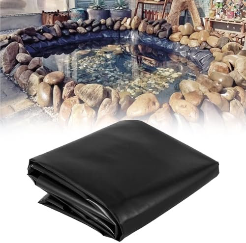 WMYYLX Bâche pour bassin en polyéthylène haute densité de 0,2 mm, découpe noire, lourde résistante aux UV et aux intempéries, pour bassins à poissons, fontaines, jardins aquatiques (4 x 5 m)