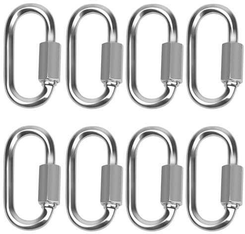 8 Stücke Karabiner Schraubverschluss Schnellverbindungs-Karabinerhaken, M4 Schraubkarabiner Edelstahl 304 Schraubverbinder Kettenglied Karabiner Schraubkarabiner