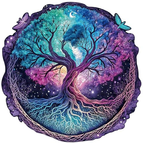 Wooden Puzzles for Adults, Tree of Life Wooden Jigsaw Puzzles 200 Pieces, Irregular Animal Shaped Unique Wood Puzzle, Creative Ghristmas Gift for Adults