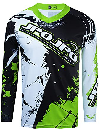 Kinder Radtrikot für Jugendliche Mountainbike Jungen Motocross Langarm Shirts Downhill Shirt Mädchen Fahrradfahren Biker Rennbekleidung Grün S