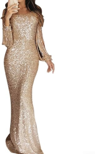 ReachMall Abito da Sera Donna Bodycon con Maniche Lunghe e Stile Avvolgente Elegante per Feste (L)