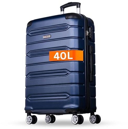 NOWI Handgepäck Koffer leicht – 40L Volumen – 8 Rollen 360° drehbar – Leichter ABS Koffer mit Zahlenschloss & Teleskopgestänge, Kabinentrolley, Handgepäckskoffer, Kabinenkoffer (blau, M)