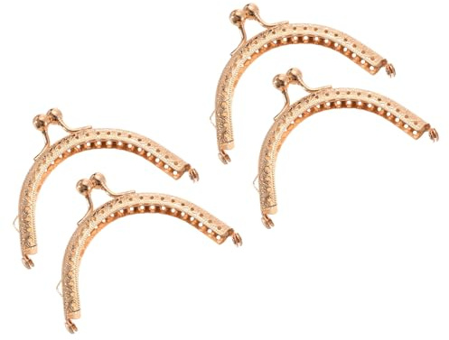 QUARKZMAN 4Pcs Telaio Borsa in Metallo, 3.35 Chiusura a Bacio Retro Arco Inciso Telaio Clutch per Realizzazione Borsellino Fai da Te, Oro Chiaro