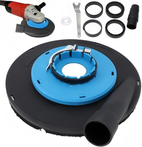 Cuffia Aspirazione Smerigliatrice con Aspirazione e Raccolta Della Polvere, 230mm Levigatrice per Cemento Copripolvere - Adatta All'uso su Calcestruzzo, Marmo, Piastrelle - Set Accessori Inclusi