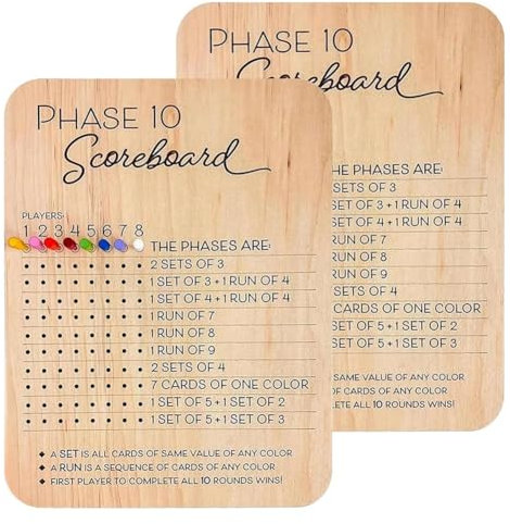 Pluuttiem Phase 10 Punktetafel Phase 10 Punktekarte und Rundentracker Phase 10 Karten Spielpunkteblätter Klassische Brett- und Kartenspiele
