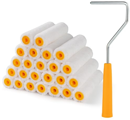 Mister Rui Mini Paint Roller Covers 24 Pieces, 4 Inch Microfiber Rollers