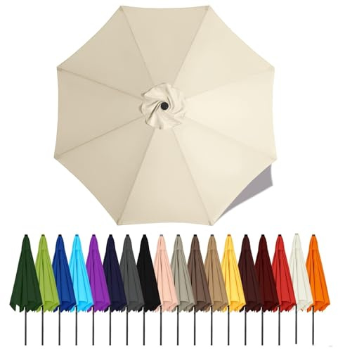 Toldo De Recambio De Sombrilla Cubierta De Repuesto Para Parasol, 2m 2.3m 2.5m 2.7m 2.8m 3m 3.5m 4m 6 Y 8 Varillas Sombrilla En Voladizo para Jardín Patio Piscina Terrazas(Cream white,4m - 8Ribs)
