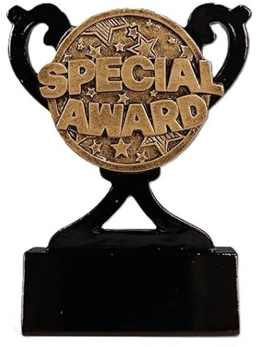 SilverTrophy: Special Award Trophy Mini Cup, Inclusive Gift, Well Done, Kids Prize, School, Club, Office, Positivity, Superstar, Participation, Recognition, Black & Gold 8cm, Custom Personalise Gift