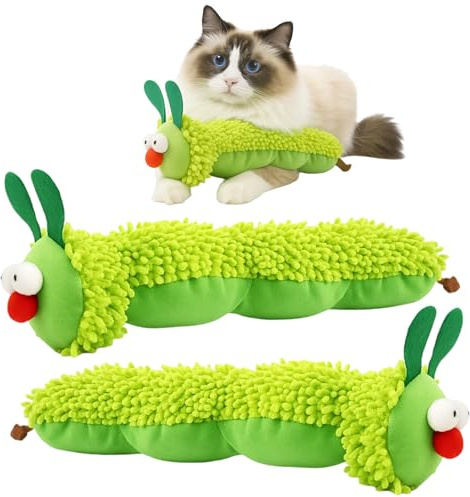 ZKFSIE 2PCS Cat Catnip Toy for Indoor Cats, Caterpillar Cat Toy Interactive, Catnip Toys for Cats to Clean Teeth, 2 Pack Kitten Toys