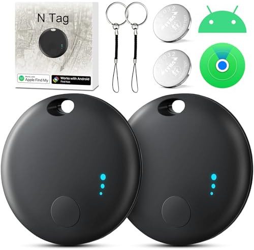 Smart Traceur Tag,Air Tracker Android Fonctionne avec app Google et Apple Find My Localiser,Traceur Localisateur D’Objets Bluetooth,Batterie Longue Durée, Tracker Tags pour Les Clés (Noir)