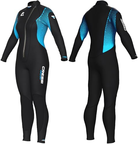 CRESSI Desde 1946 Velvet Lady-Traje Monopieza Mujer-Neopreno Biforrado 3mm Ultra Stretch con Cremallera Diagonal Frontal para Ponerse y Quitarse Fácilmente-Negro/Turquesa-XL/5