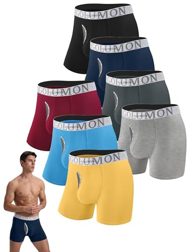 IGOLUMON Bamboo Boxers Mens Breathable with Crotch Opening Mens Boxers Shorts Multipack 7 Pack Anti Chafing Soft Underwear Trunks Moisture Wicking