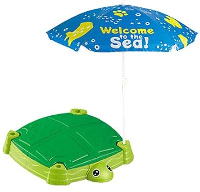 RCULWPLP Arenero con Tapa Y Sombrilla, Arenero, Fuentes de Agua, Parque Infantil Sensorial Resistente a Los Impactos para Uso Interior Y Exterior, Jardín, Tortuga