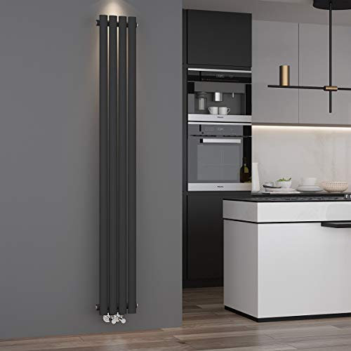 ELEGANT Radiador de panel de diseño tubular, 1800 x 236 mm, color antracita