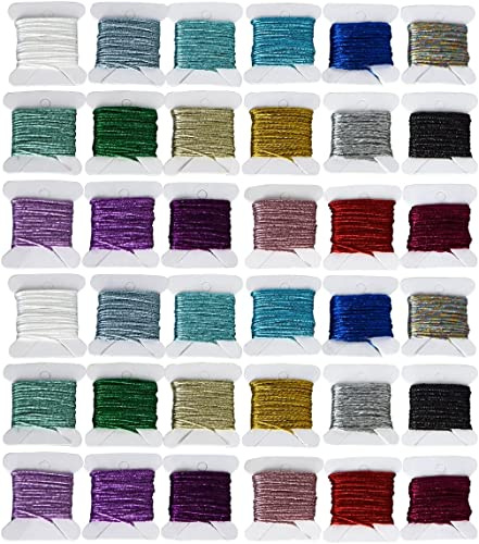 Embroidery Floss Metallic Embroidery Thread Sets -Cross Stitch Threads - Friendship Bracelets Floss - Crafts Floss - 36 Bobbins for Embroidery or Hand Needlework Decorative