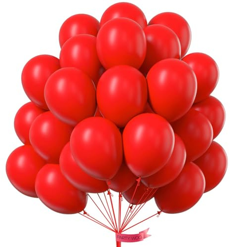 PartyWoo Red Balloons 100pcs 12 Inch Red Helium Balloons for Birthday Graduation Bachelorette Citizenship Firefighter Strawberry Anniversary Cherry Casino Movie Theme Party Decorations Red-Y57