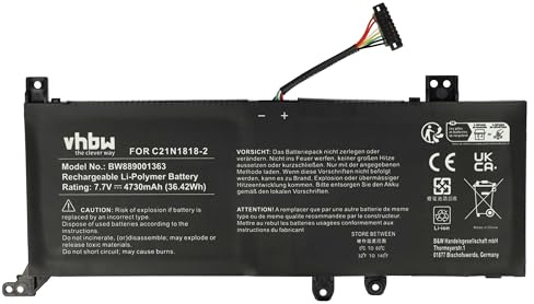 vhbw batteria compatibile con Asus F415JA, F415M, F415MA, F515J, F515JA, F515JP, F515M, F515MA notebook (4730mAh, 7,7V, Li-Poly)