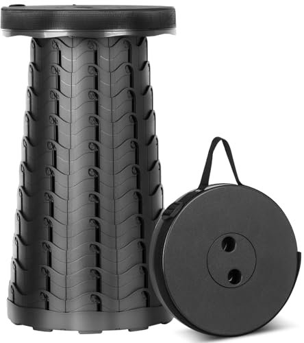 HIGSPE Taburete Plegable Portátil, Banqueta Plegable Camping Altura Ajustable 6,5-45 cm, Silla Plegable Ligera para Exteriores, Senderismo, Pesca, Barbacoa, Viajes, Carga 180kg /397lb