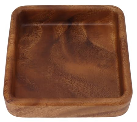 Tomotato Vassoio da Portata in Legno, Piatto da Frutta in Legno di Noce Vassoi da Portata Decorativi Piatto per Snack Colazione caffè tè Antipasto(Quadrato 15x15 cm)