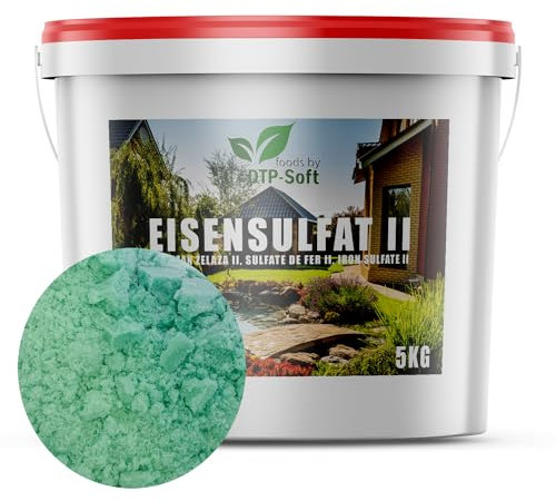 Sulfate de fer(II) heptahydraté, engrais pour gazon contre la mousse, fertilisant pour pelouse anti-limaces, en seau 5 kg
