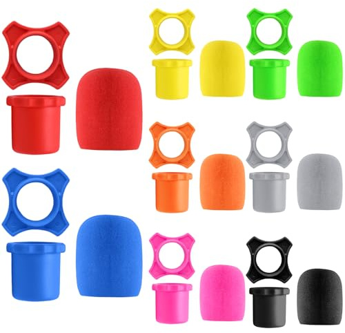 Murtenze 8 Set Microphone Silicone Ring & Foam Windscreen Covers, 8 Colors