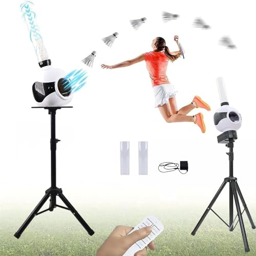Automatisk badminton serveringsmaskin, pitchingmaskin set bärbar fjäderboll för inomhus utomhus spelträning