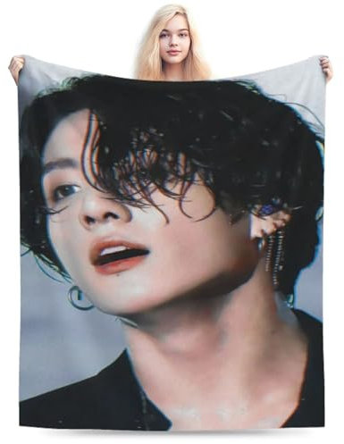 QapLWczK Jungkook Jeon Jung Kook Weiche und bequeme warme Fleece-Überwurfdecken, Yoga-Decken, Stranddecke, Picknickdecke, Geschenk für Schlafsaal, Büro, Dekoration, Sofa, Bett, Camping, Reisen, alle