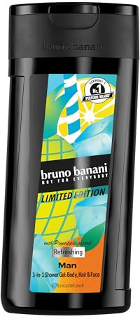 bruno banani Limited Edition für Ihn Duschgel, lebendiger und maskuliner Fougère-Duft mit fruchtigen Noten, 3-in-1-Duschgel für Körper, Gesicht und Haare, vegane Formel, 250 ml
