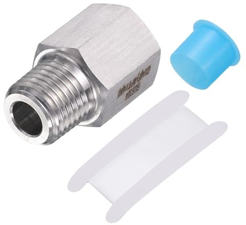 sourcing map 304 Stainless Steel Pipe Fitting Adapter, 1/4 G Female to 1/4 NPT Male Reducer Adapter for Industry Connecting Pipes, 1 PCS